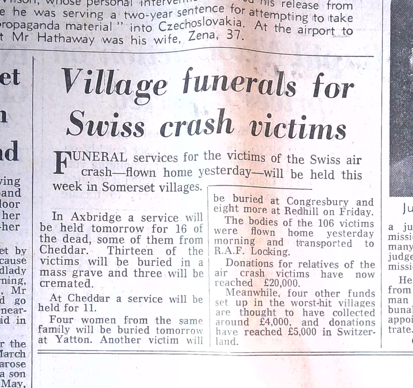 Village funerals for Swiss crash victims